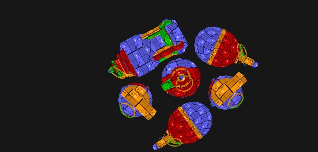 Set of grenades that Plasma Flame and AP grenades Low-poly 3D model_8
