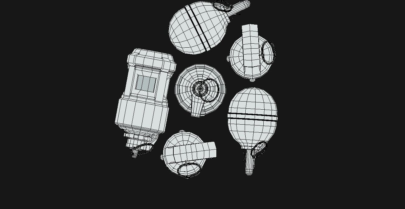 Set of grenades that Plasma Flame and AP grenades Low-poly 3D model_6