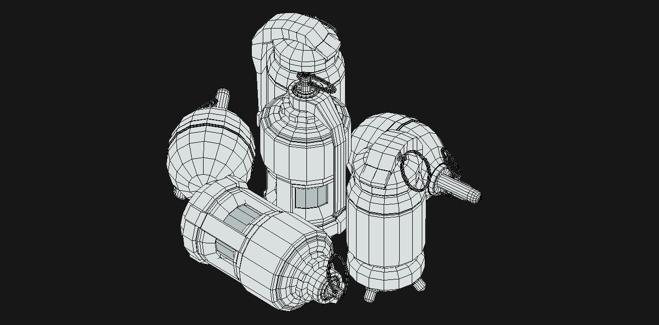 Set of grenades that Plasma Flame and AP grenades Low-poly 3D model_4