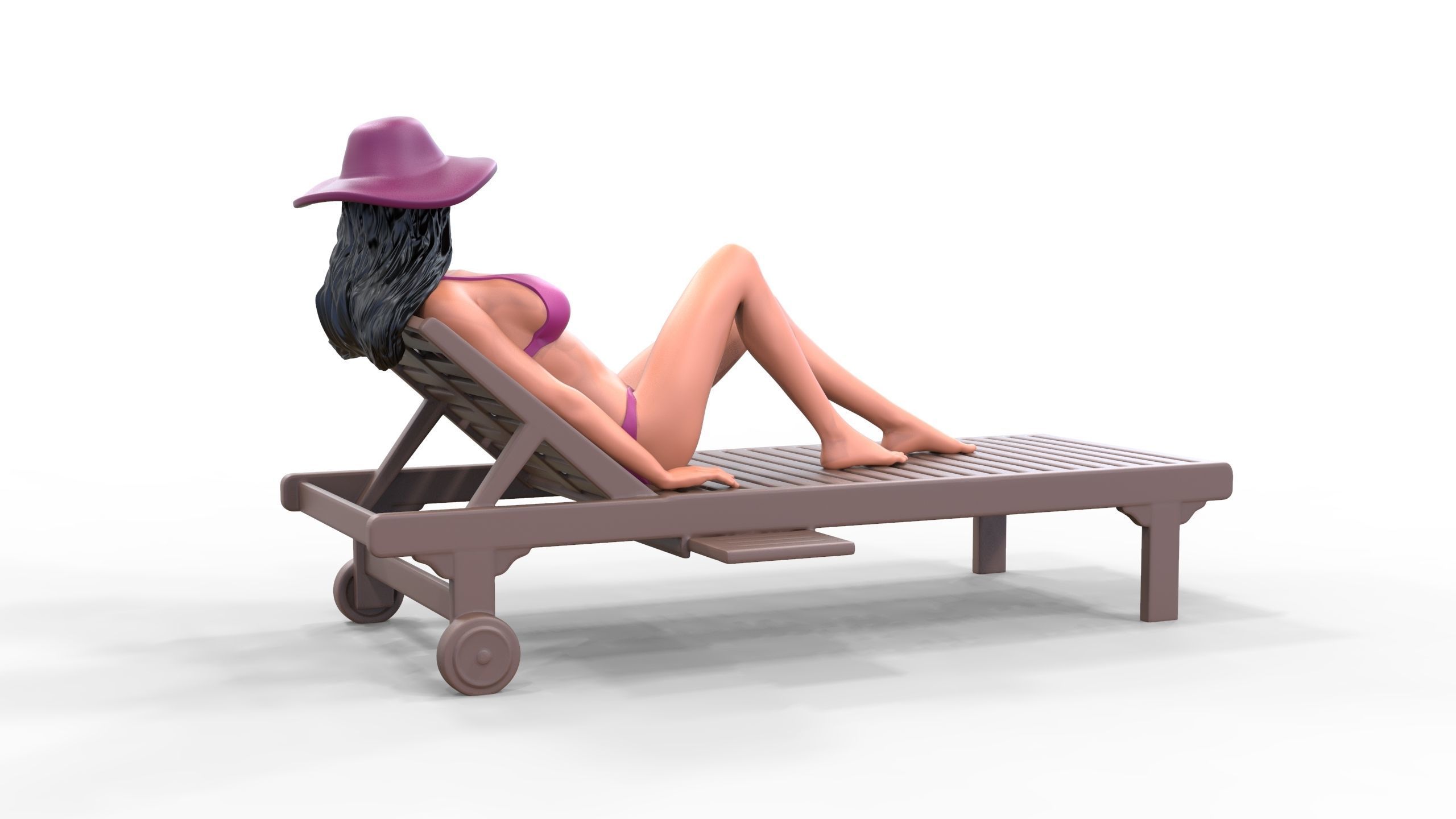 N3 Chillout woman Sunbathing 3D print model_1