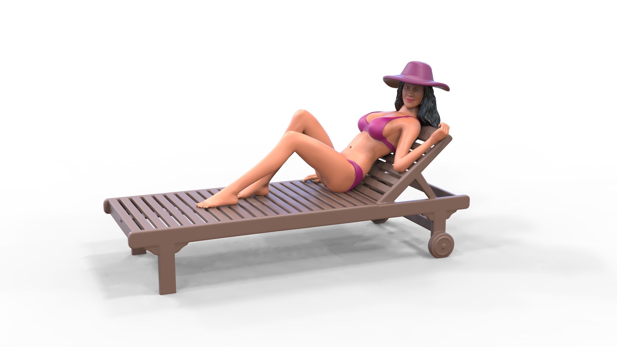 N3 Chillout woman Sunbathing 3D print model_3