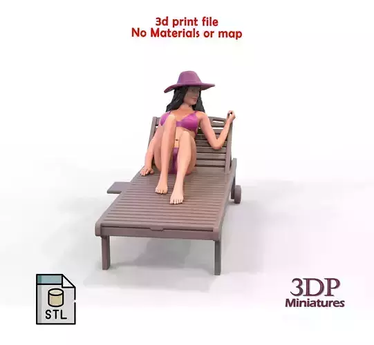 N3 Chillout woman Sunbathing 3D print model