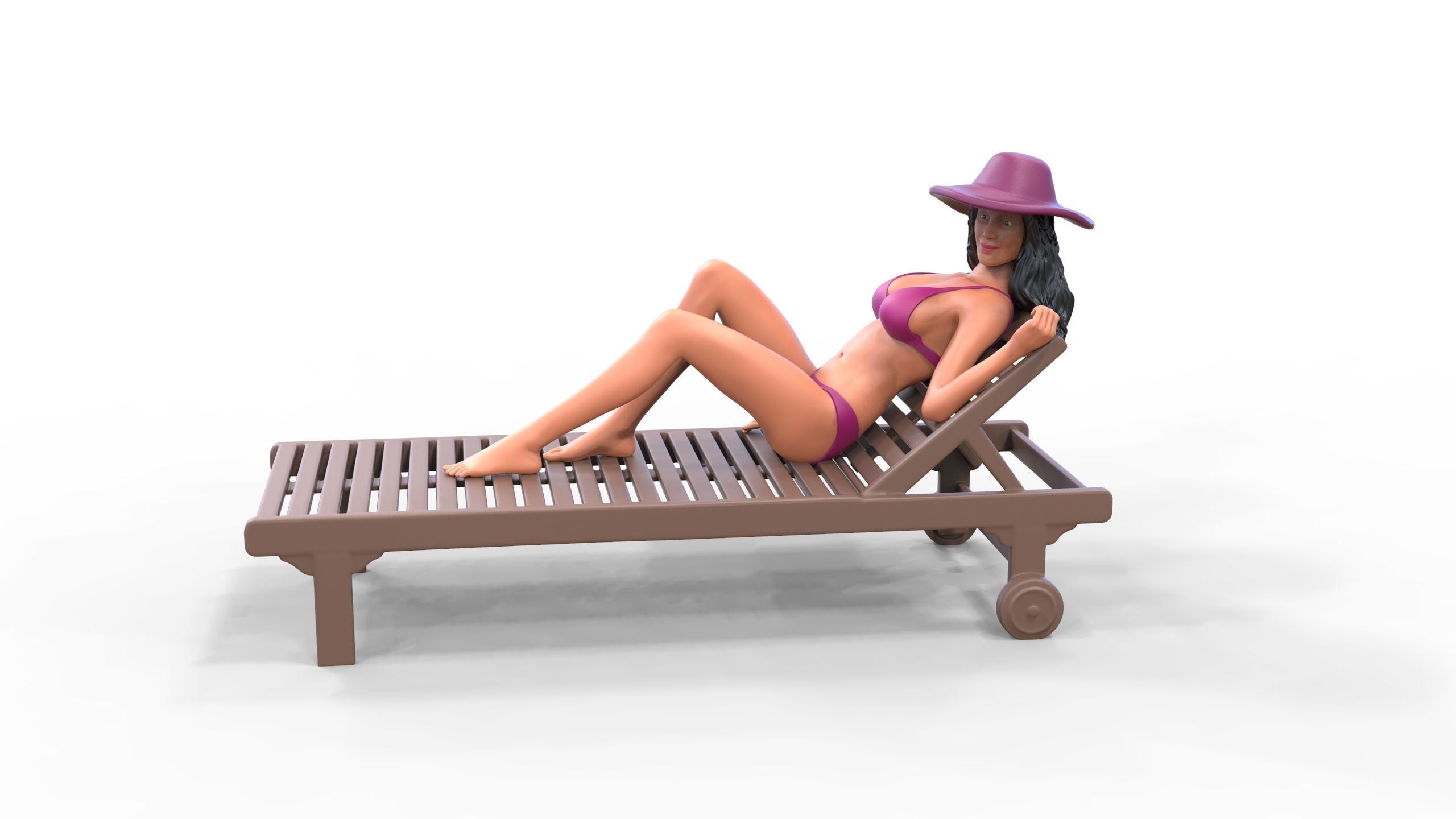 N3 Chillout woman Sunbathing 3D print model_4