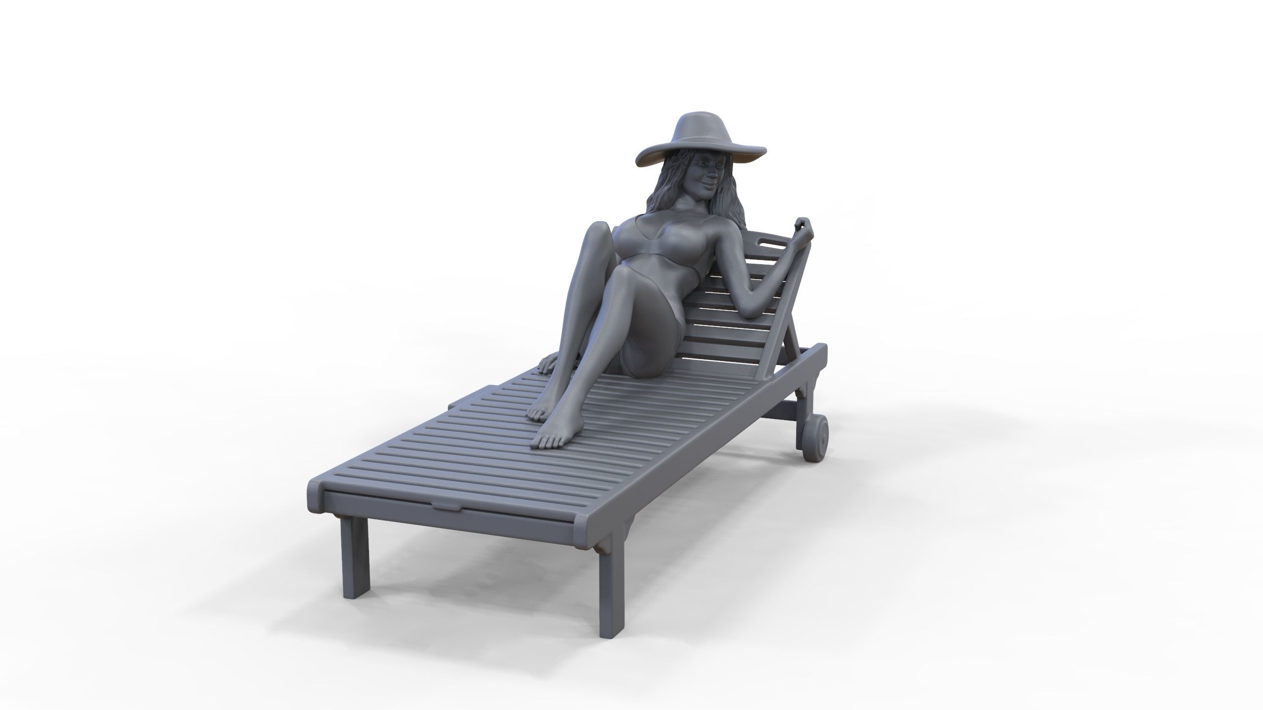 N3 Chillout woman Sunbathing 3D print model_38