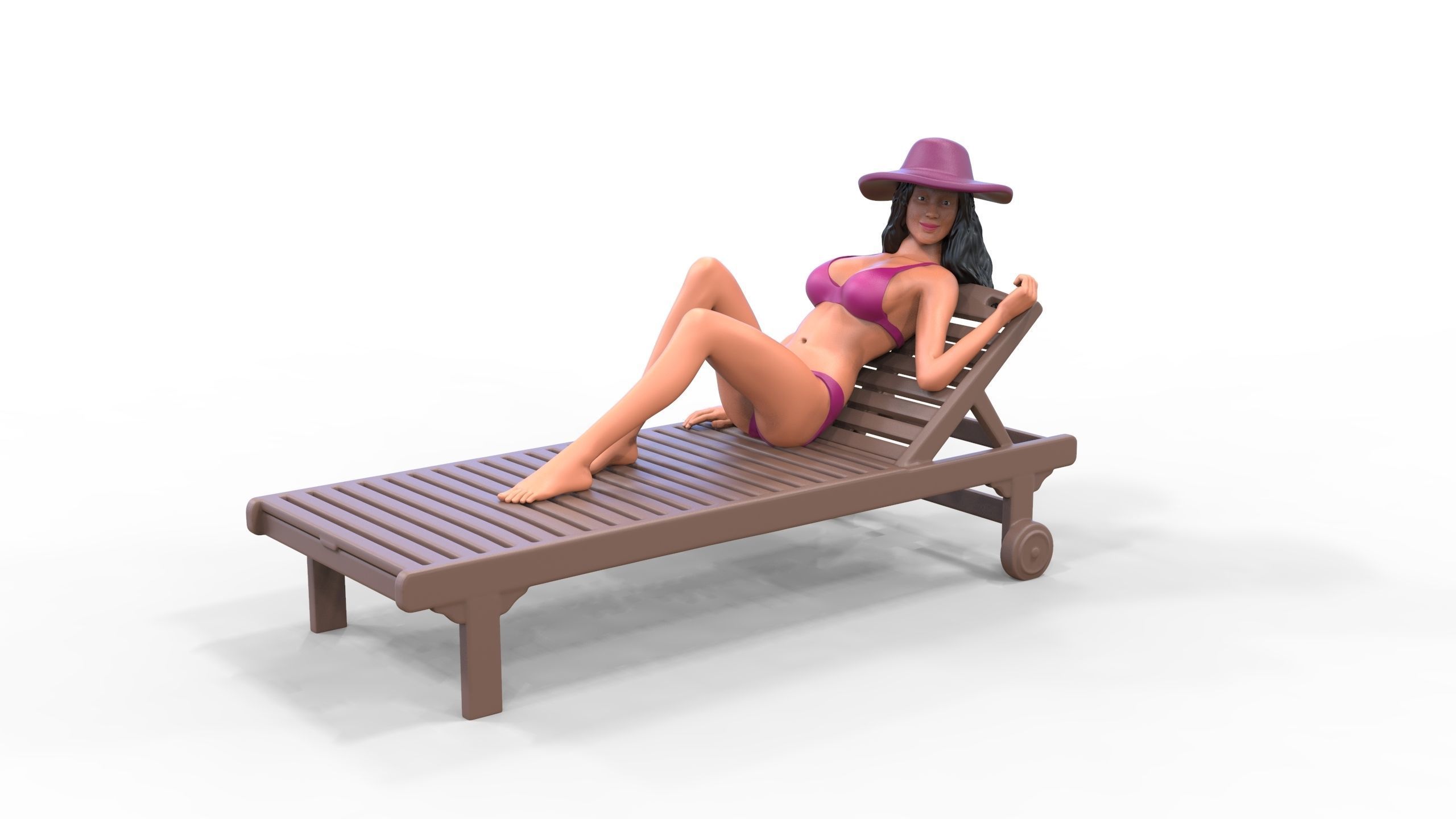 N3 Chillout woman Sunbathing 3D print model_26