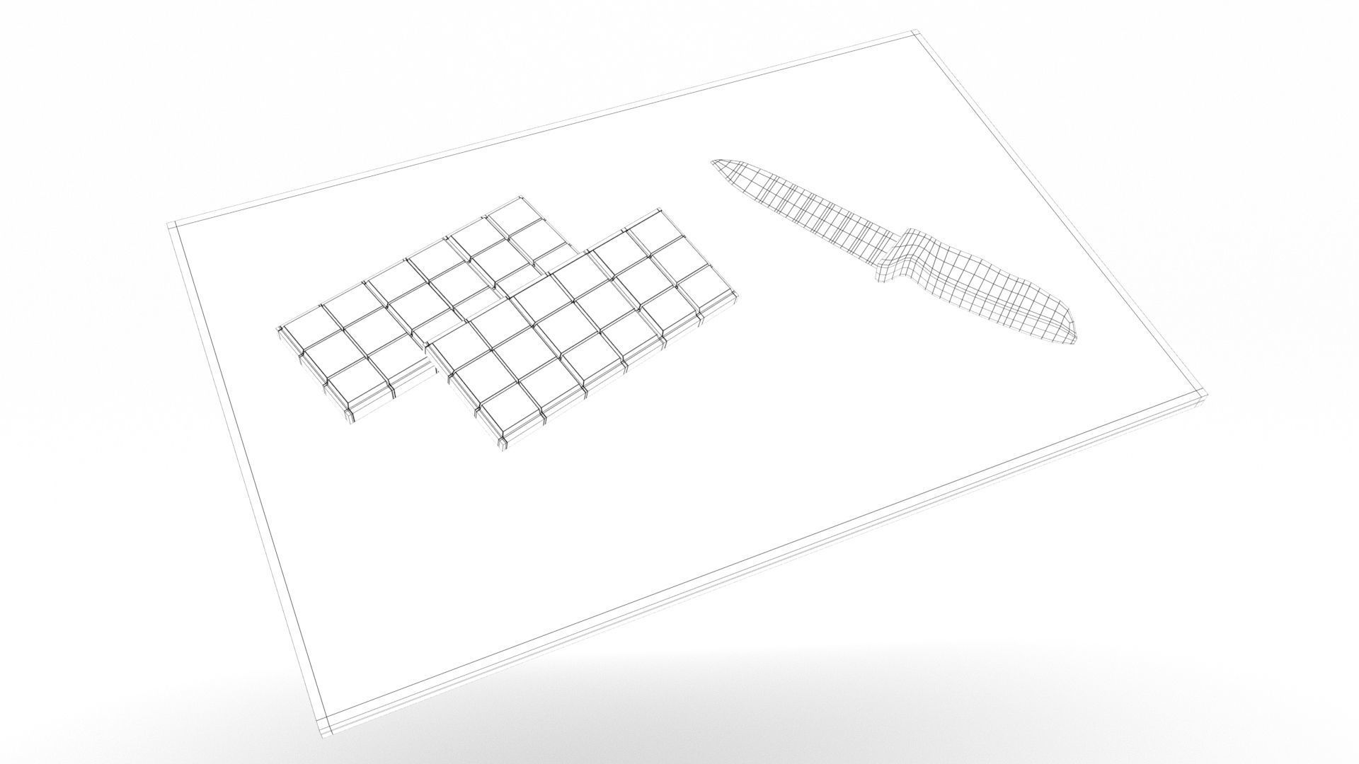 Chopping board with Chocolate and Knife Free 3D model_7