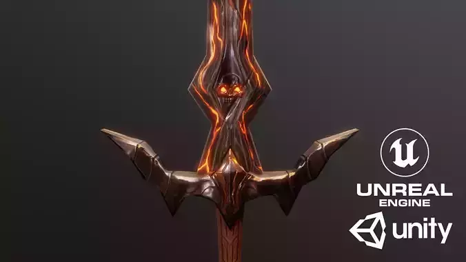 Stylized Sword V1 GameReady PBR Model Free low-poly 3D model