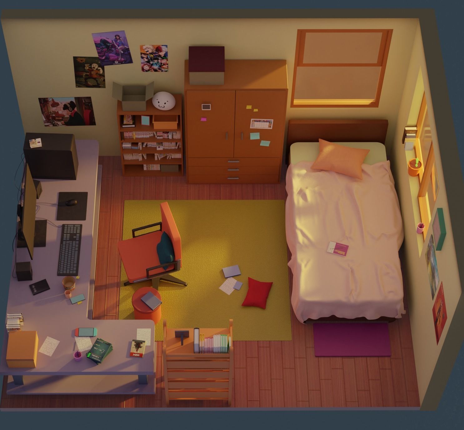 Diorama Room Low-poly 3D model_3