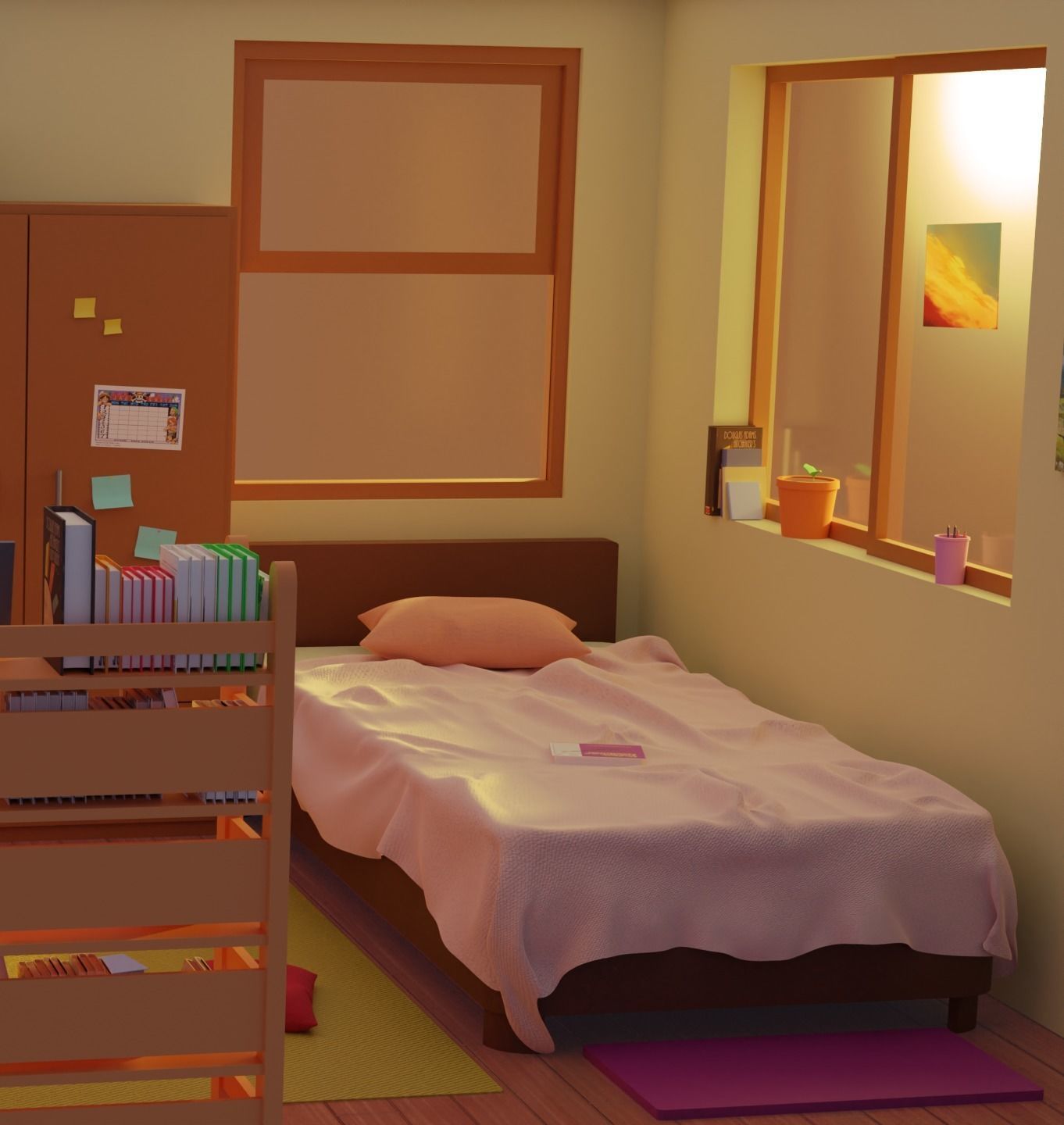Diorama Room Low-poly 3D model_5