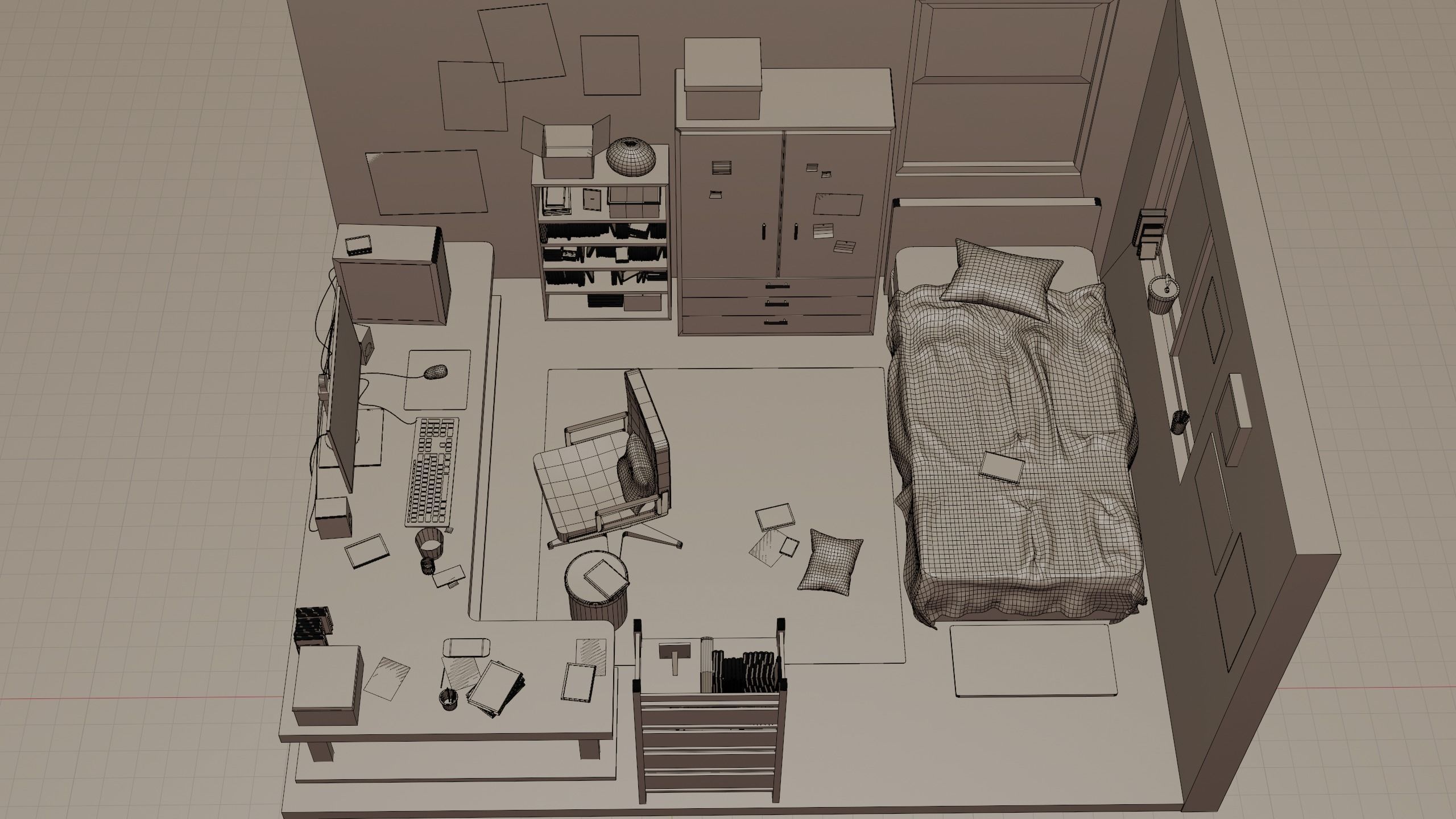 Diorama Room Low-poly 3D model_6