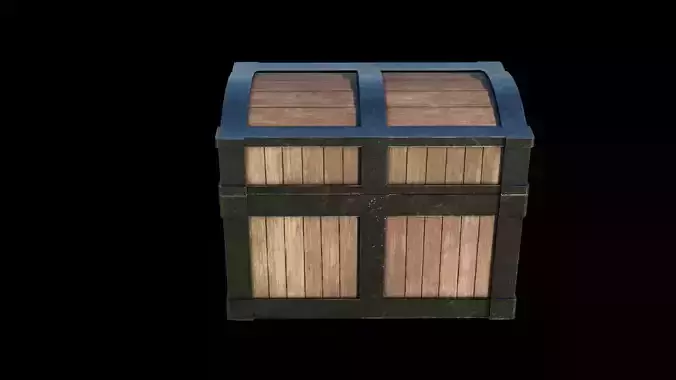 A low-poly chest wooden box Free low-poly 3D model