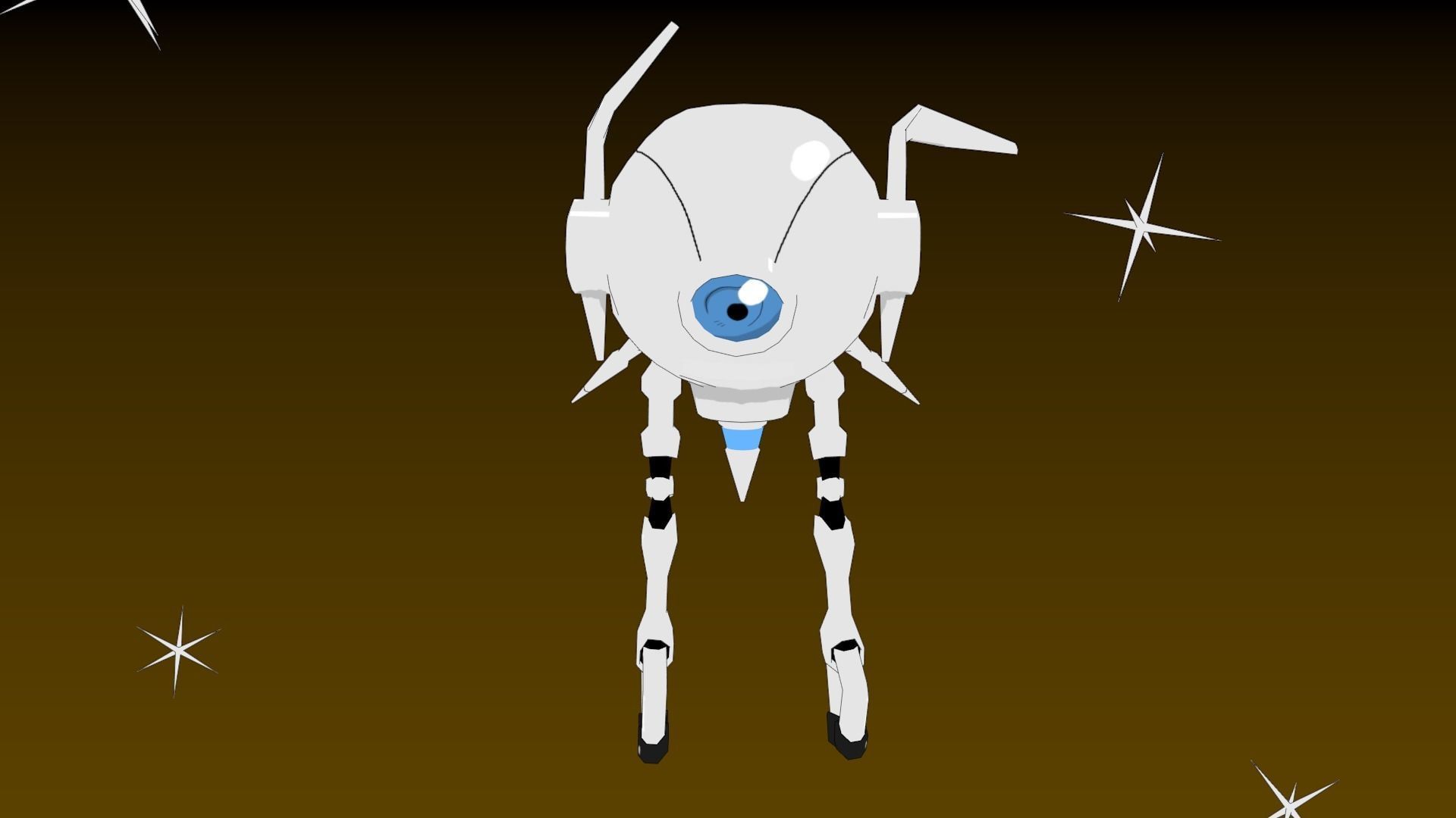 Blue-Eyed white Robot Low-poly 3D model_3