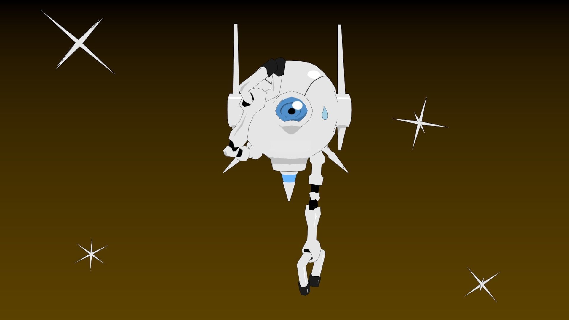 Blue-Eyed white Robot Low-poly 3D model_2