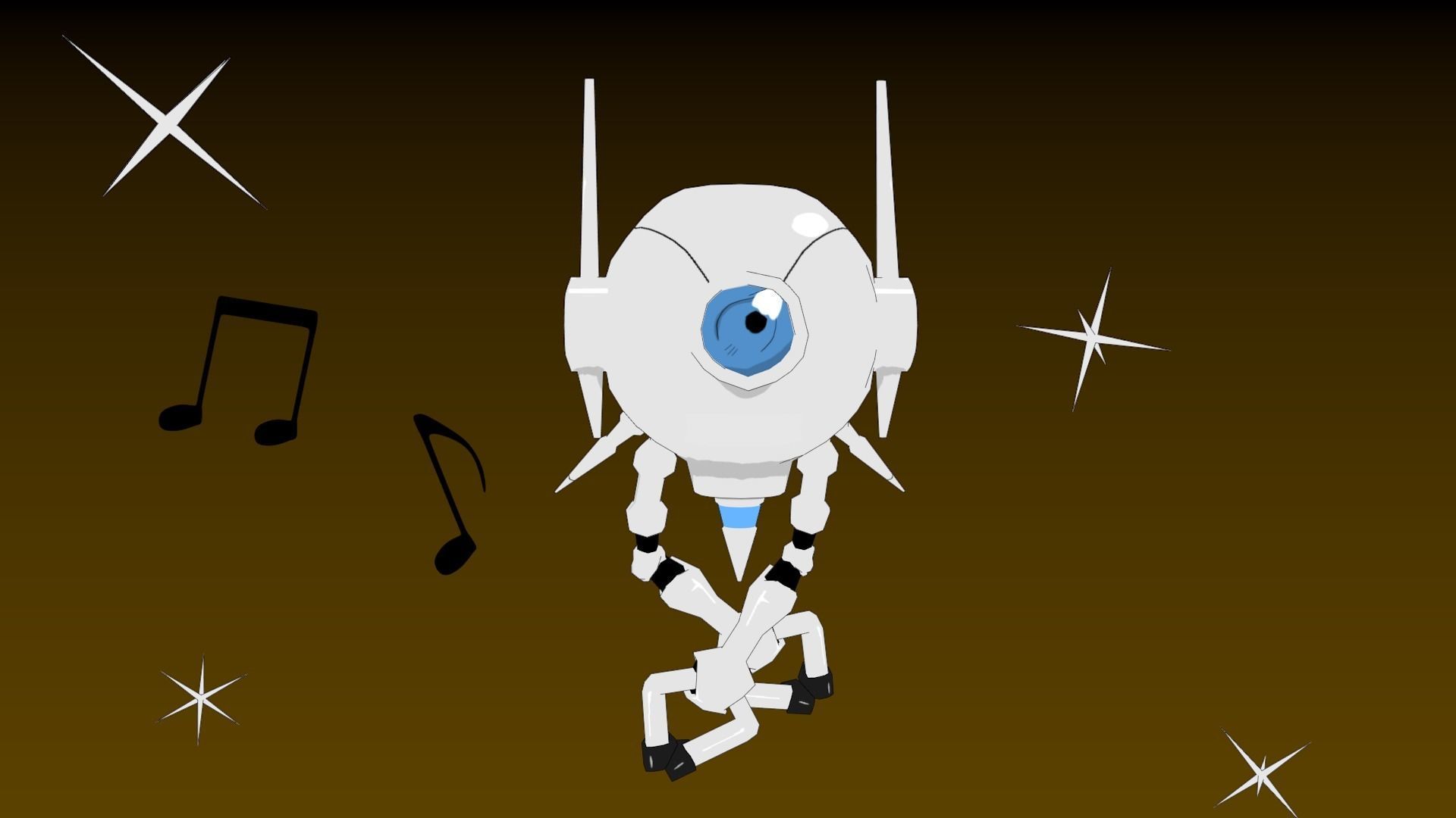 Blue-Eyed white Robot Low-poly 3D model_1