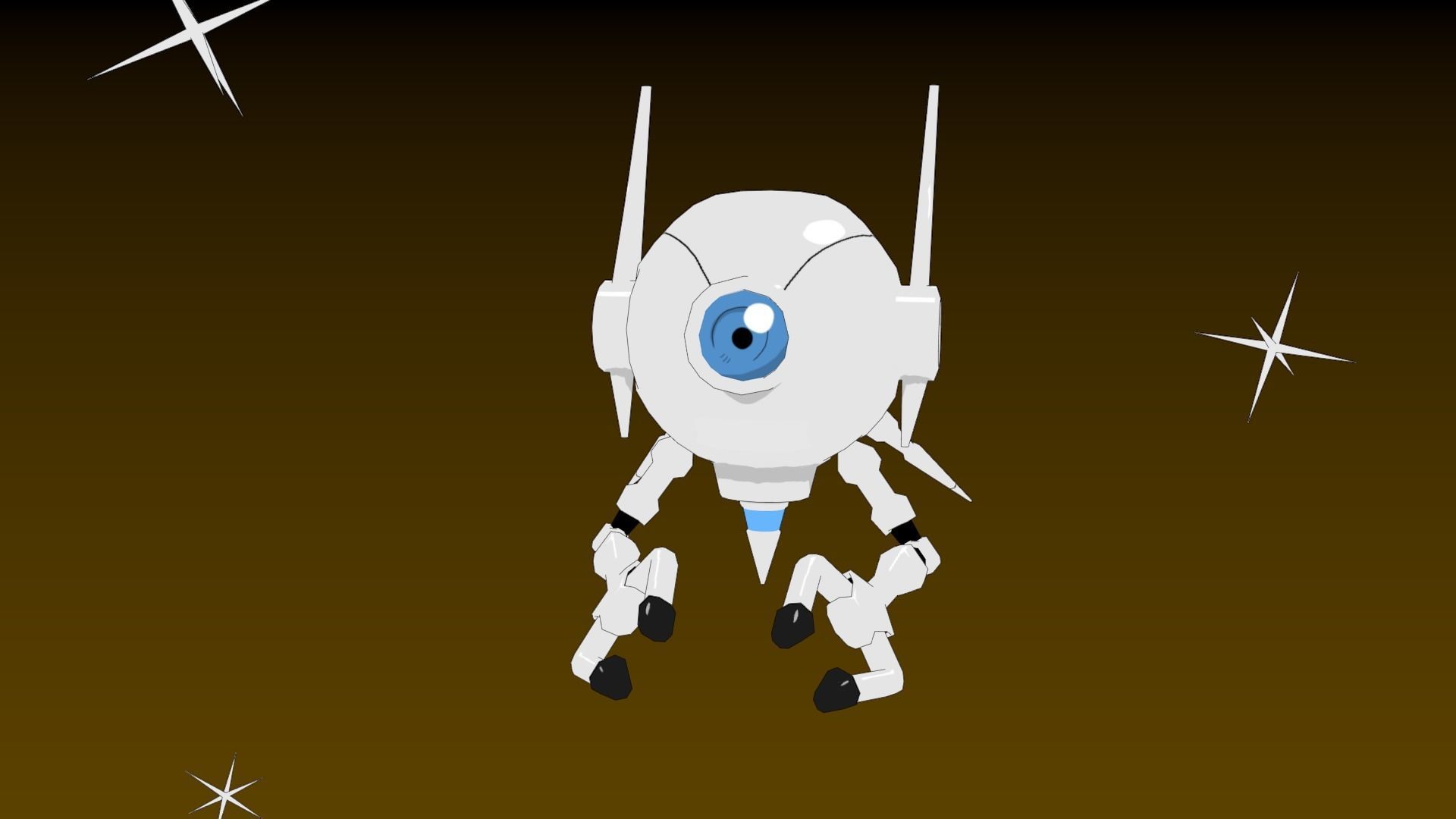 Blue-Eyed white Robot Low-poly 3D model_4