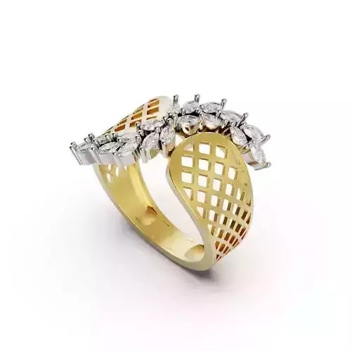 Diamond Ring Spiral Marquise