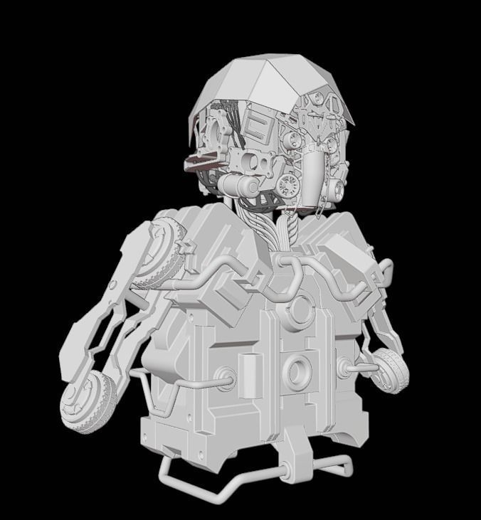 SCIFI ROBOT - HUMANOID CONCEPT Low-poly 3D model_10