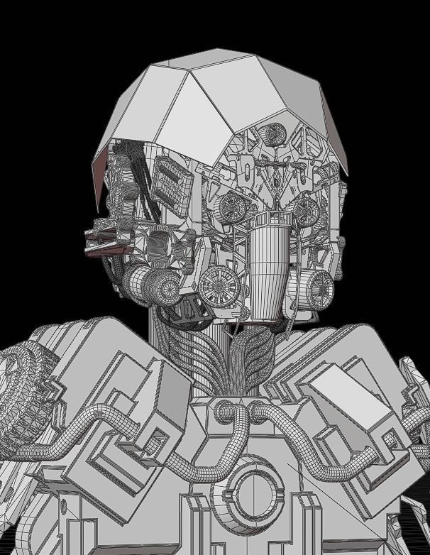 SCIFI ROBOT - HUMANOID CONCEPT Low-poly 3D model_2