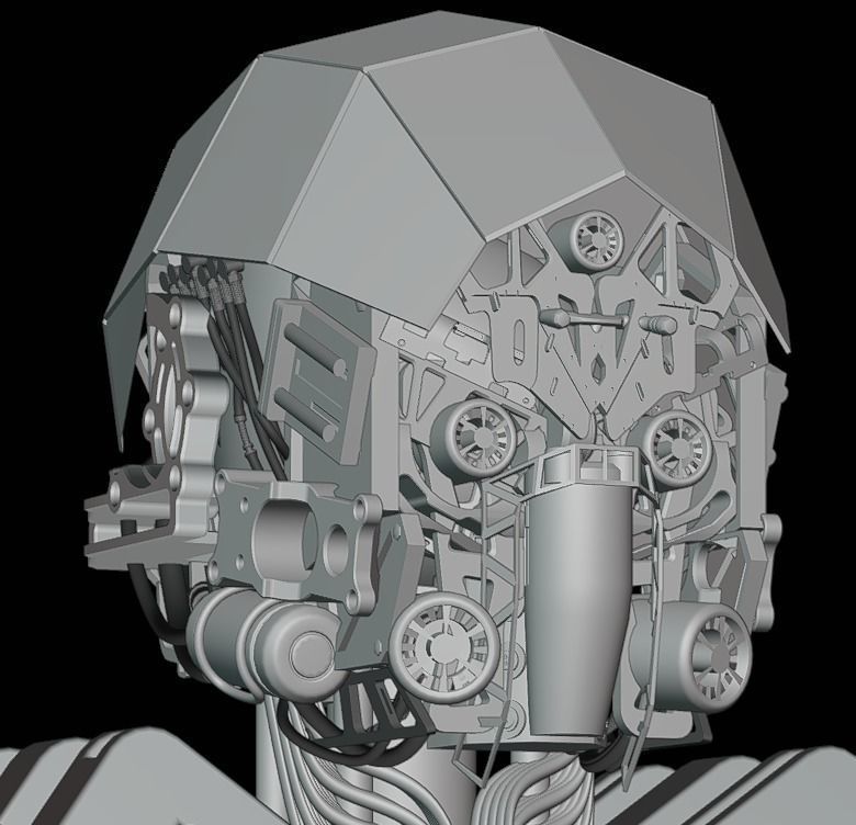 SCIFI ROBOT - HUMANOID CONCEPT Low-poly 3D model_14