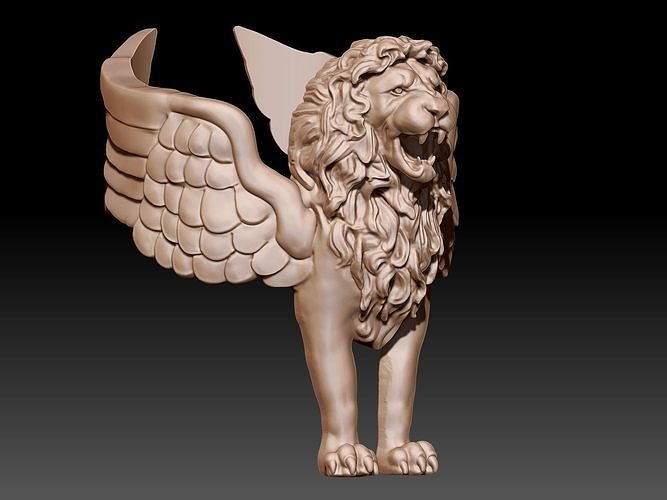 Lion wings ring silver gold jewelry printable 3D model 3D print model