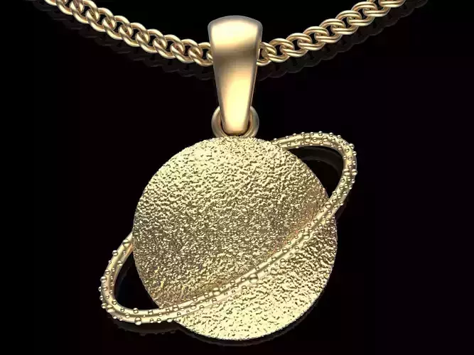 Satern planet pendant silver gold printable  jewelry 3D model 3D print model
