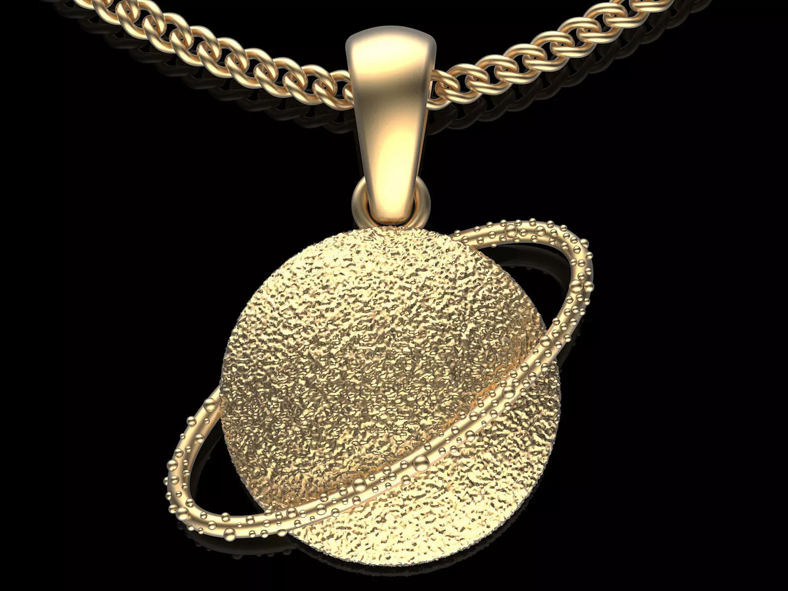 Satern planet pendant silver gold printable  jewelry 3D model 3D print model_0