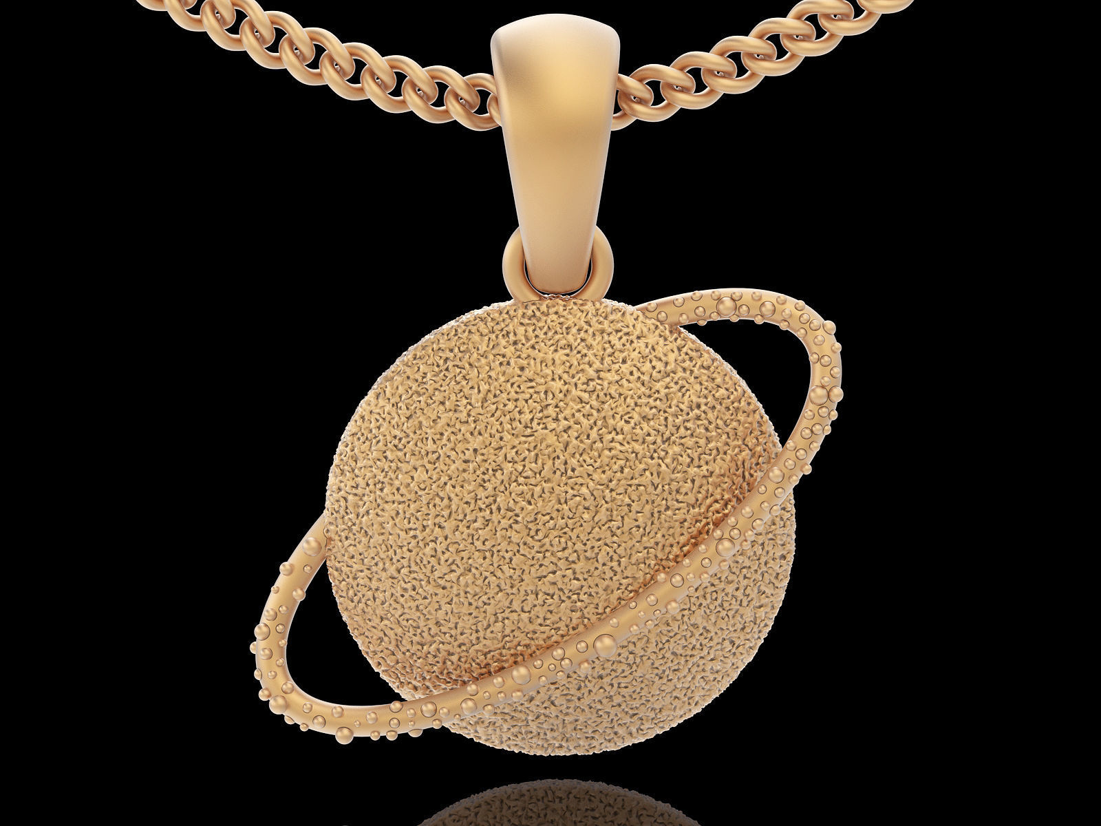 Satern planet pendant silver gold printable  jewelry 3D model 3D print model_3