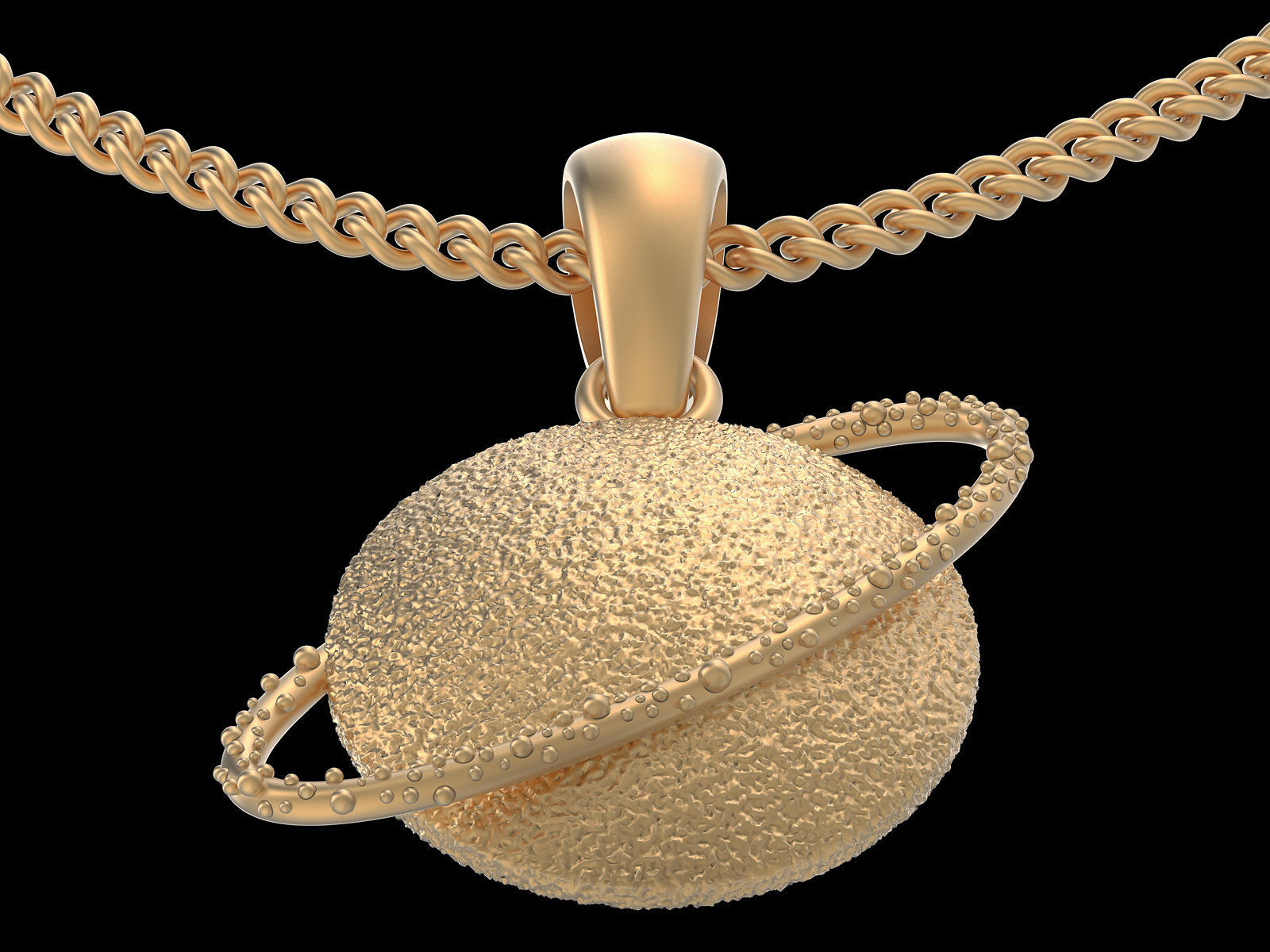 Satern planet pendant silver gold printable  jewelry 3D model 3D print model_5