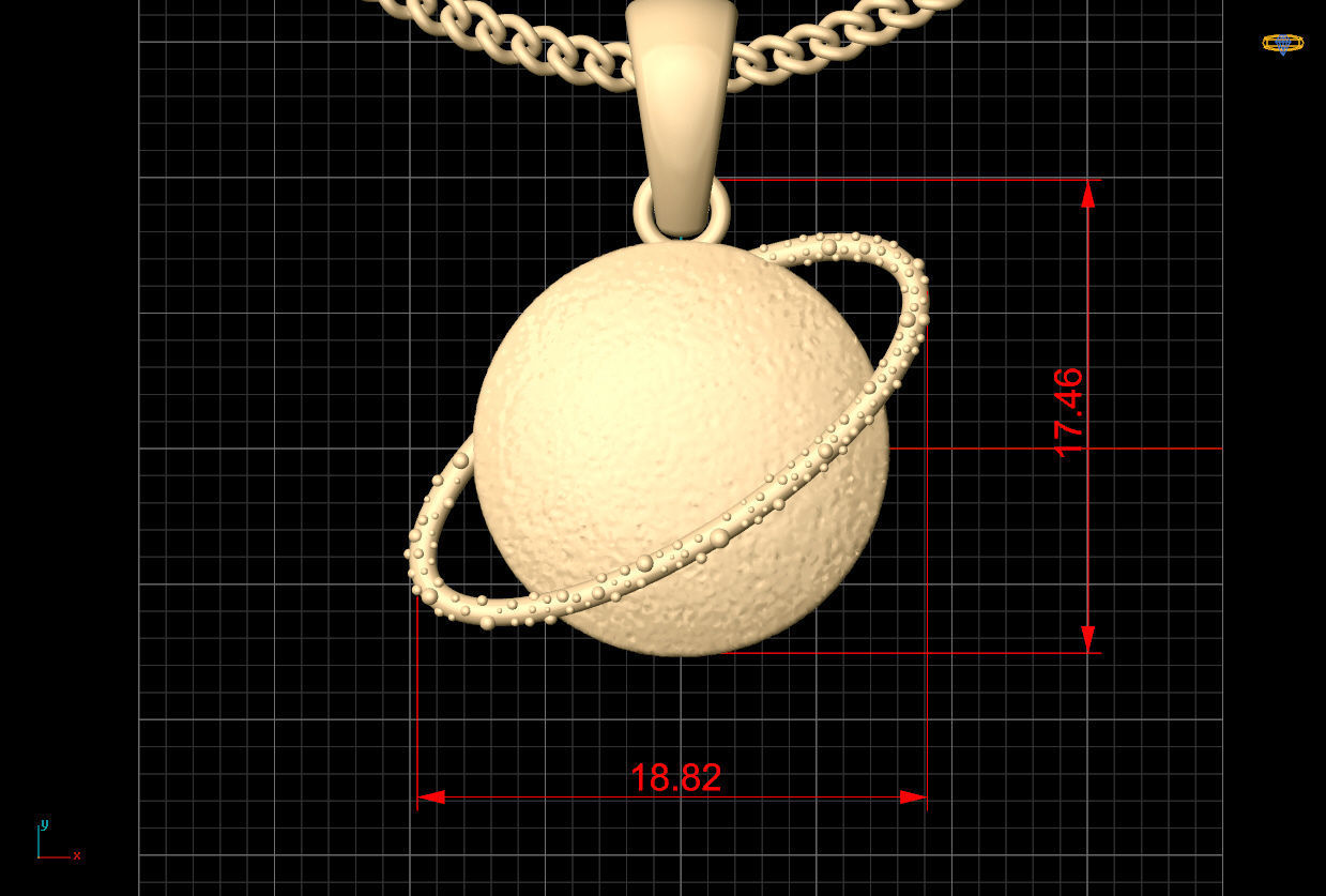 Satern planet pendant silver gold printable  jewelry 3D model 3D print model_6
