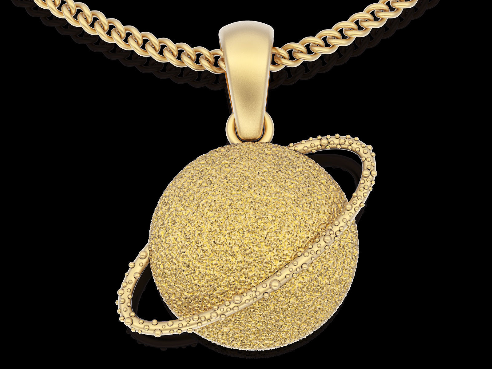 Satern planet pendant silver gold printable  jewelry 3D model 3D print model_2