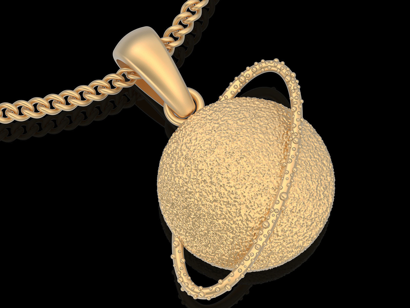 Satern planet pendant silver gold printable  jewelry 3D model 3D print model_4