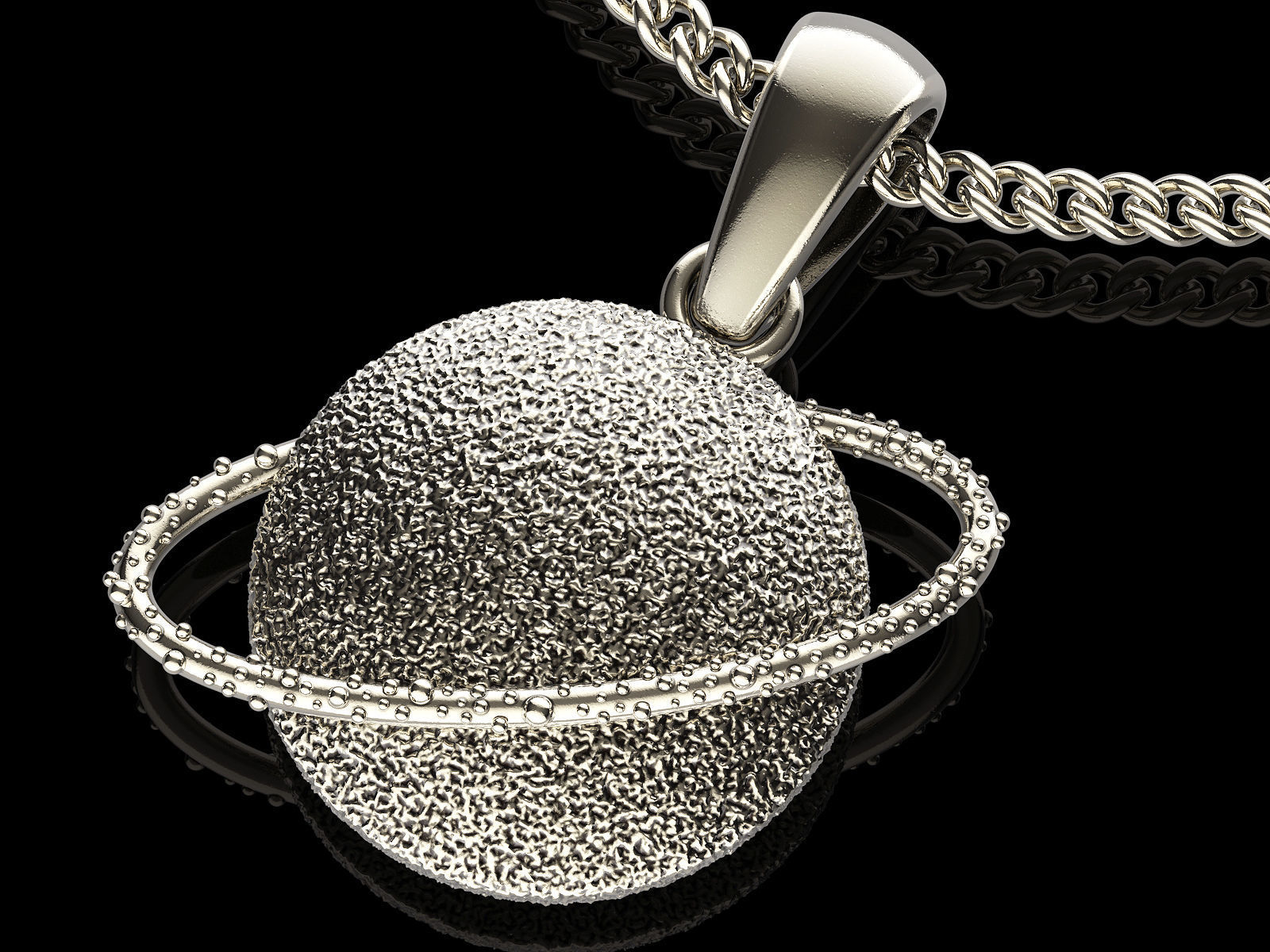 Satern planet pendant silver gold printable  jewelry 3D model 3D print model_1