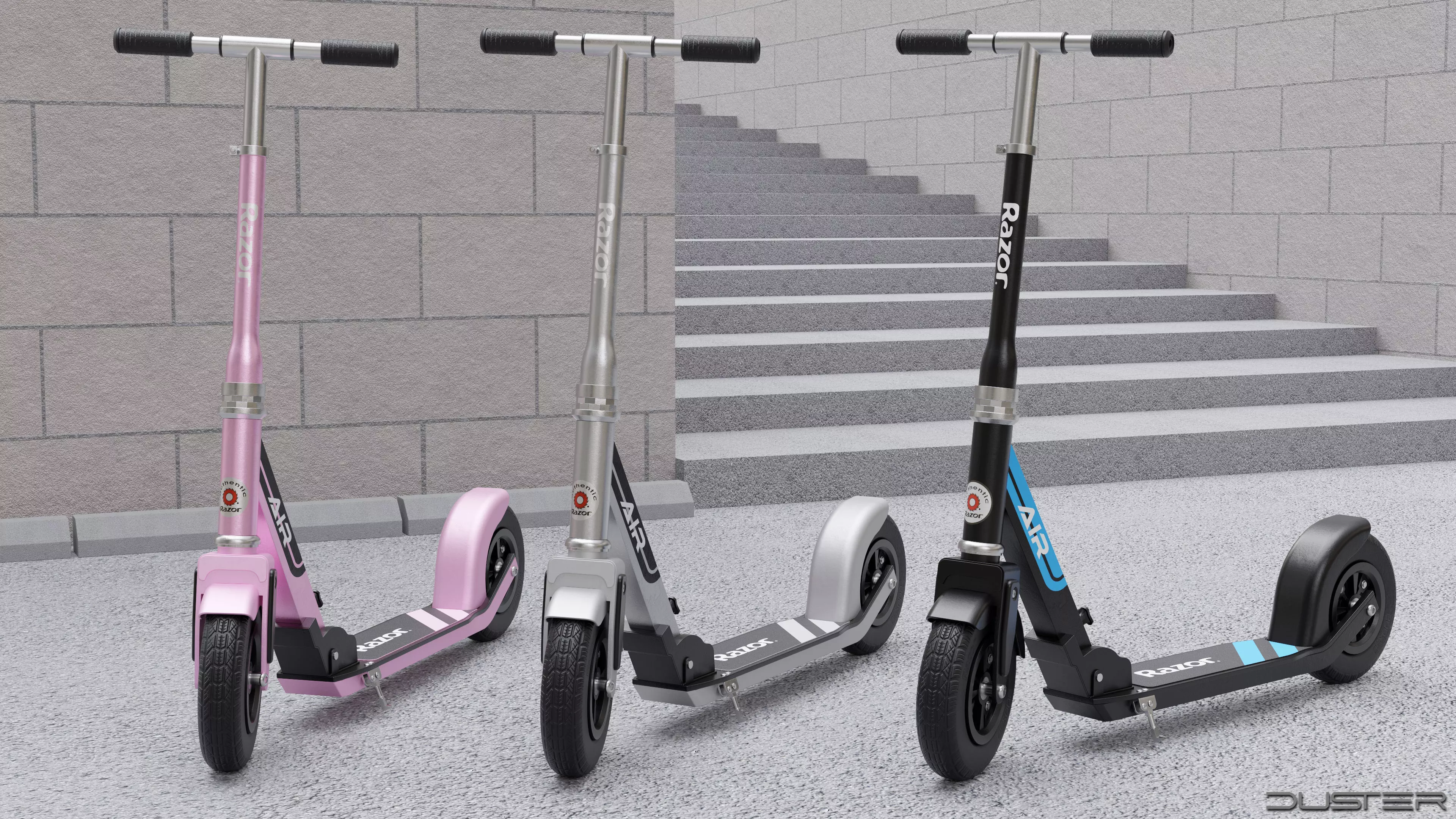 Razor kick scooter Low-poly 3D model_0