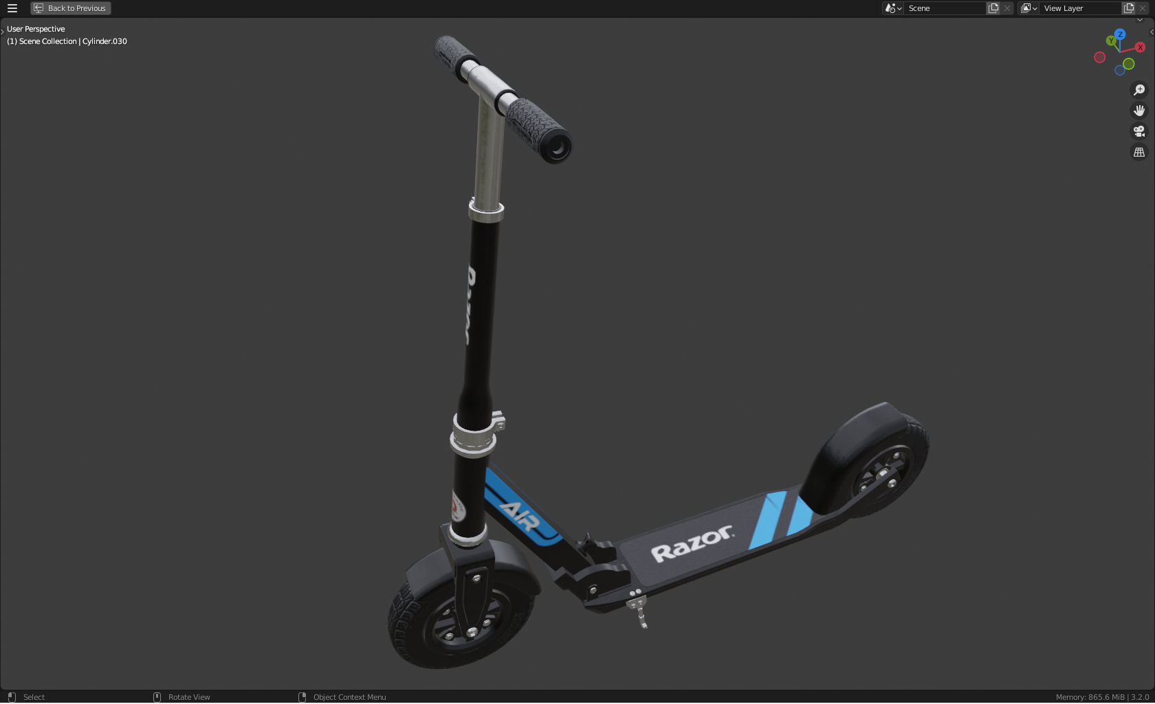 Razor kick scooter Low-poly 3D model_8