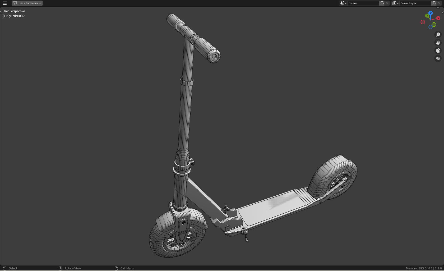 Razor kick scooter Low-poly 3D model_9