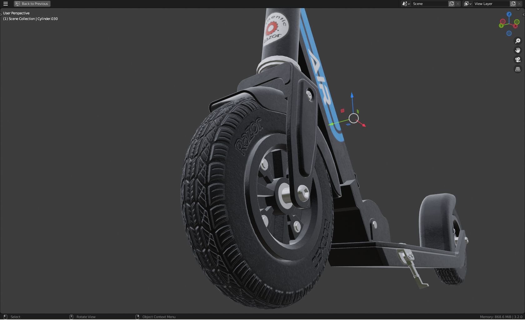 Razor kick scooter Low-poly 3D model_10