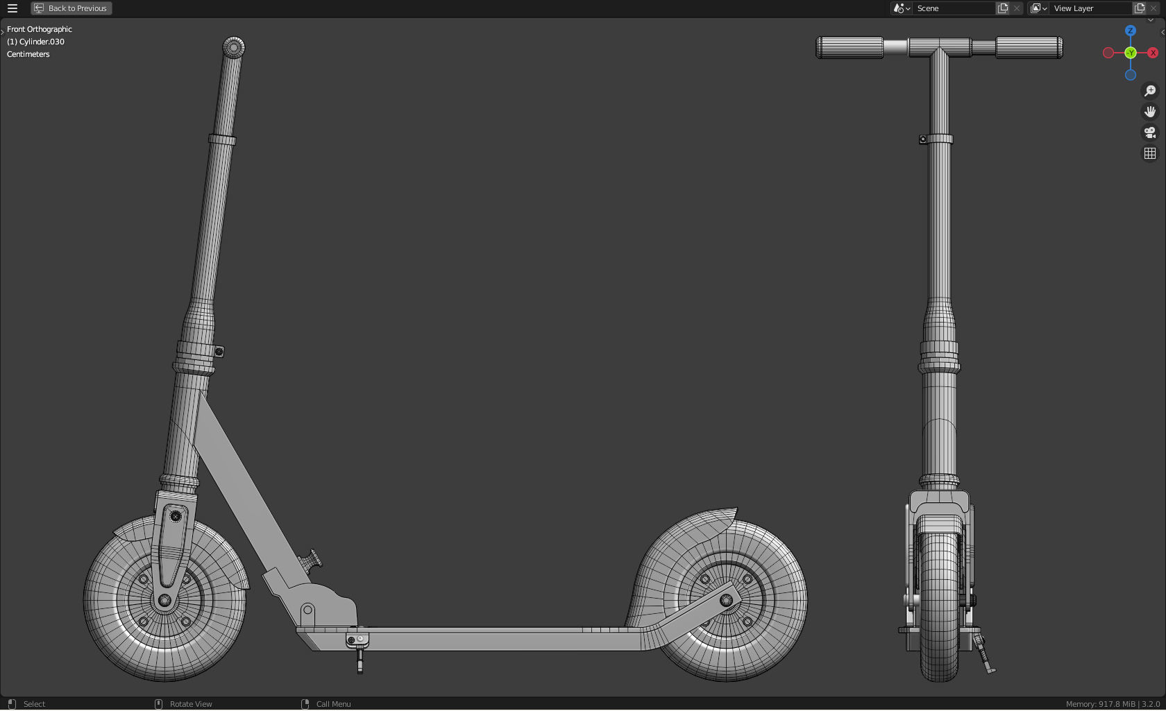 Razor kick scooter Low-poly 3D model_7