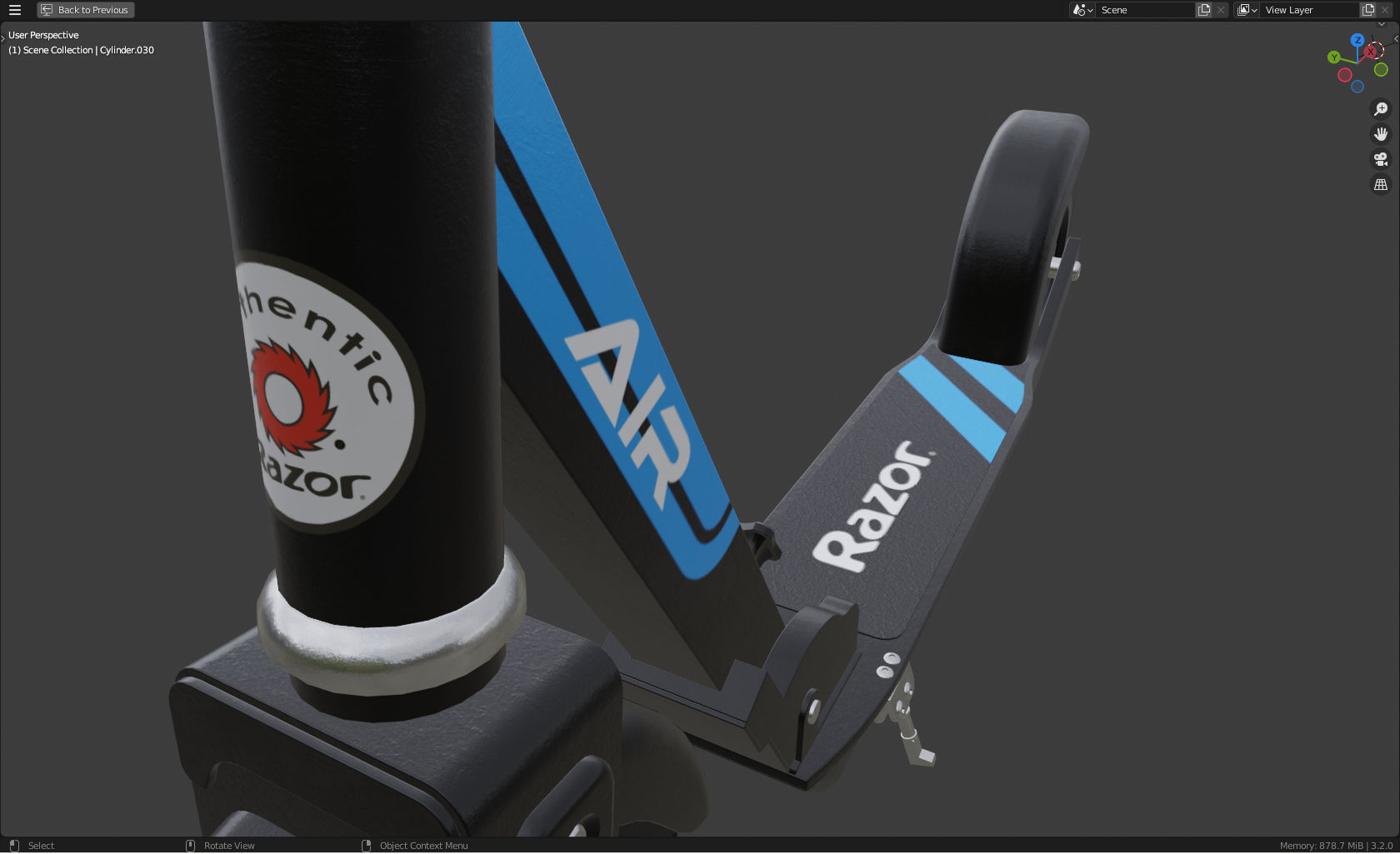 Razor kick scooter Low-poly 3D model_14