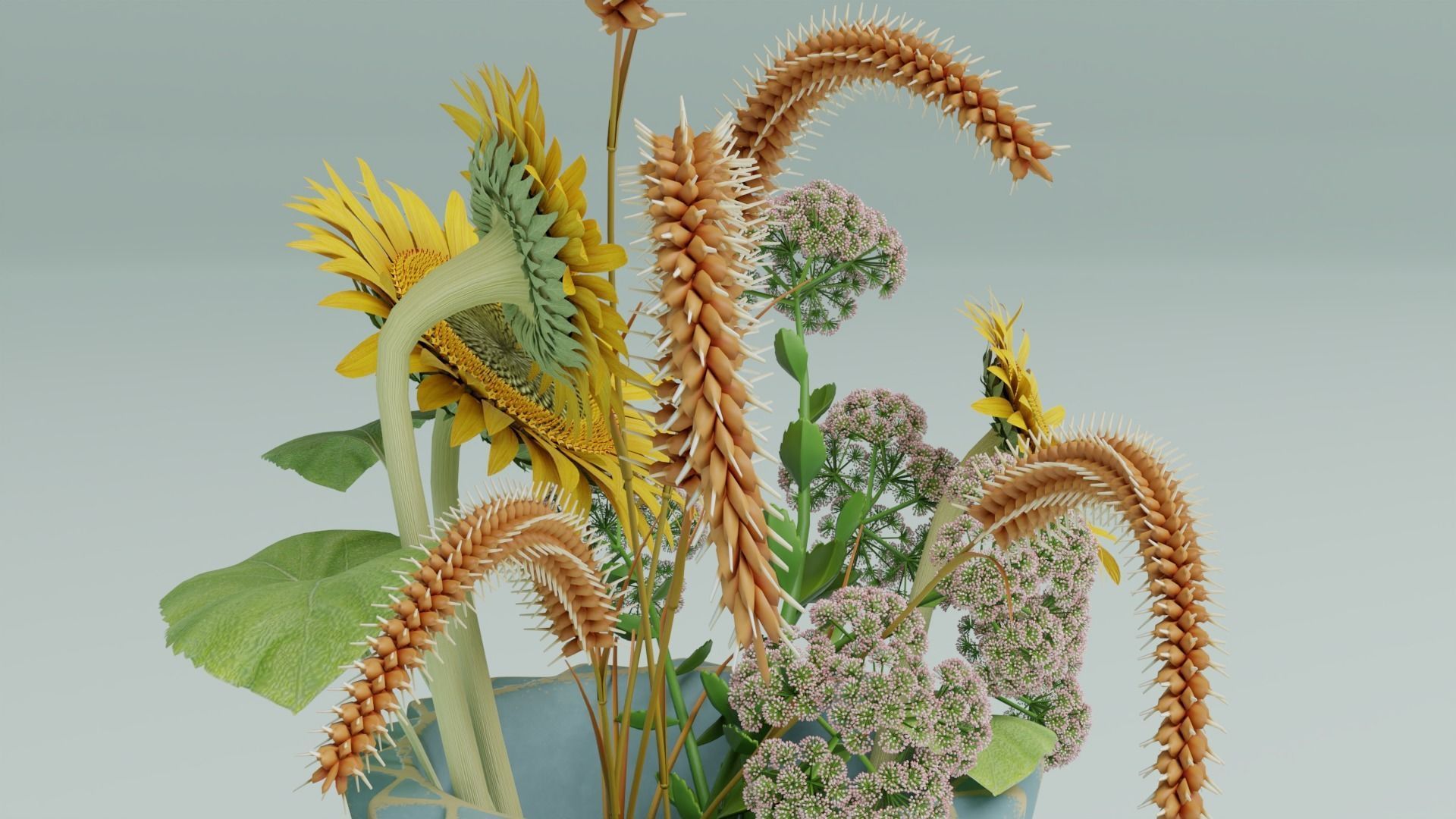 Flowers composition 05 3D model_9