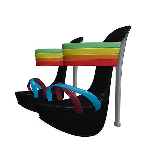 Women Sandal High Heels Low-poly 3D model