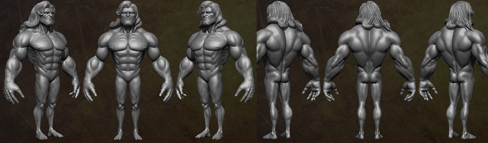 Cartoon male Anatomy Base-mesh Vol 01 Low-poly 3D model_9