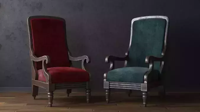 Antique William IV Library Chair Low-poly 3D model