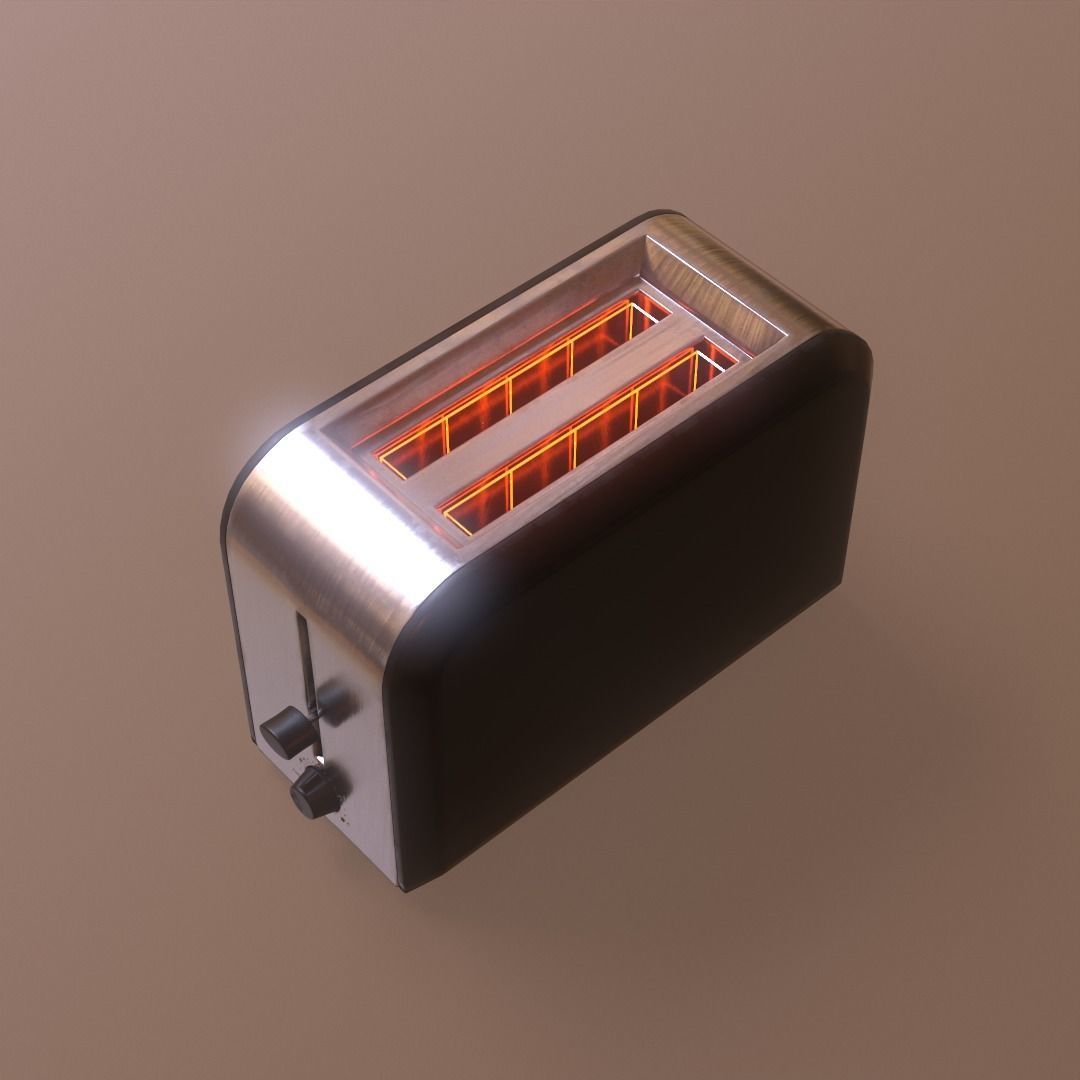 Toaster game ready 3D model_9