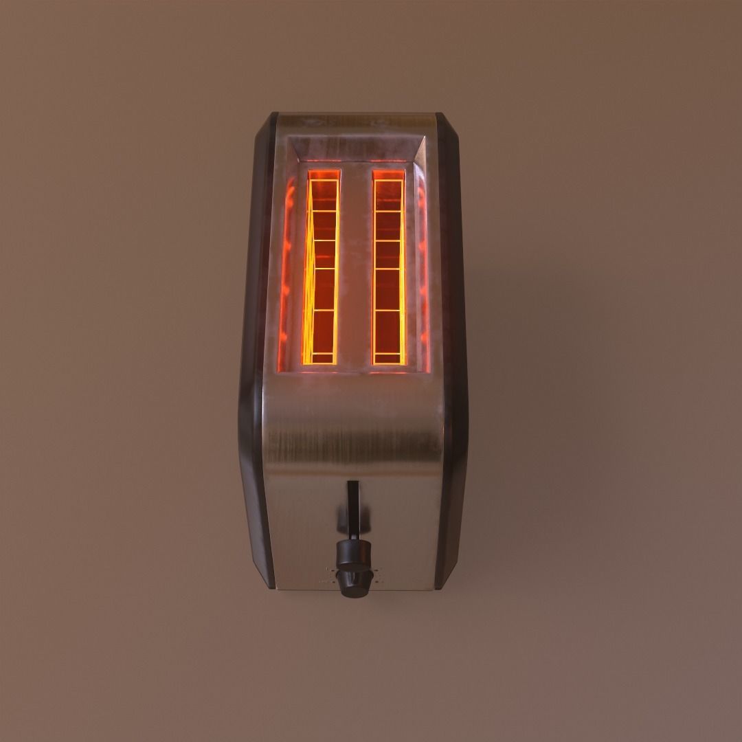 Toaster game ready 3D model_7