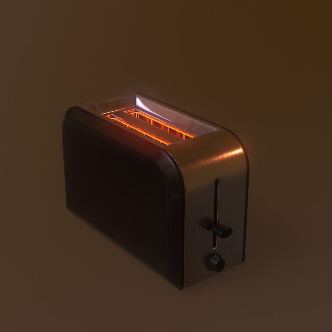 Toaster game ready 3D model_2