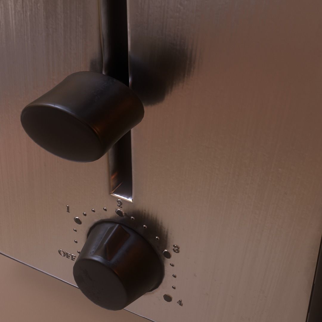 Toaster game ready 3D model_4