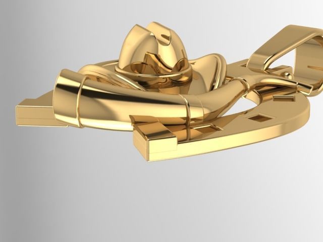 PG 2157 ferradura chapeu e berrante  3D print model_1