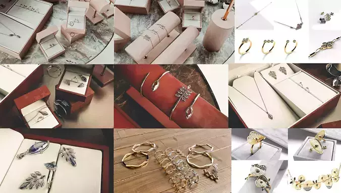 collection of 5 3D printable jewelry set 