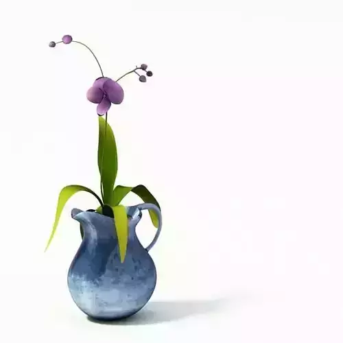 Purple Flower With Blue Vase