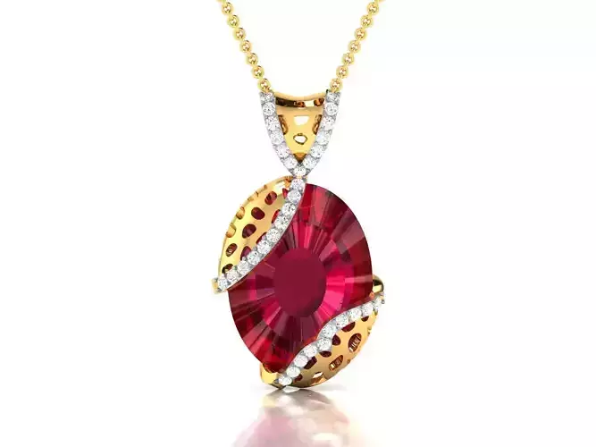 Women Oval Diamond Pendants 3dm STL OBJ FBX Render Details